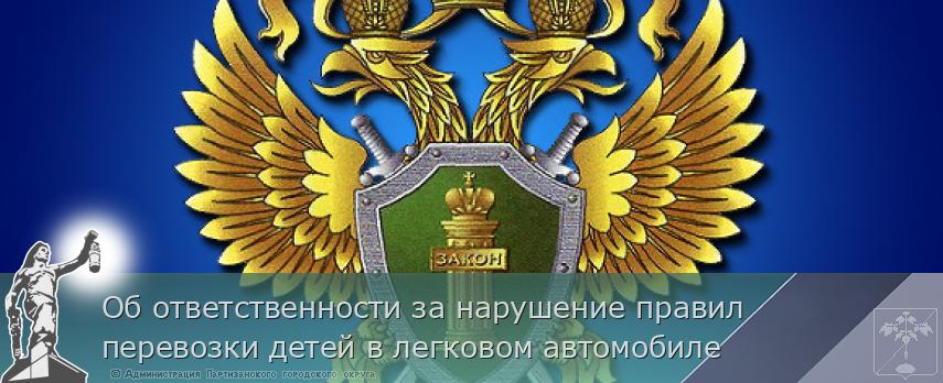 Об ответственности за нарушение правил перевозки детей в легковом автомобиле | Администрация муниципального округа город Партизанск Приморского края Официальный сайт