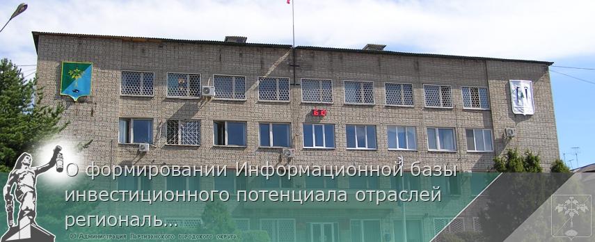 О формировании Информационной базы инвестиционного потенциала отраслей региональной экономики и социальной сферы "РЕГИОНЫ РОССИИ" | Администрация муниципального округа город Партизанск Приморского края Официальный сайт